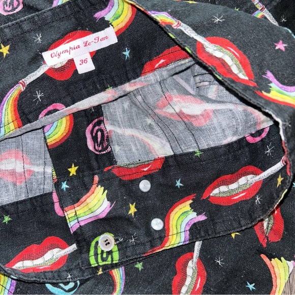 Olympia Le-Tan Early Pearl Skirt Dutchies Size FR 36 100% Linen EU 36 Rainbow - Picture 7 of 13